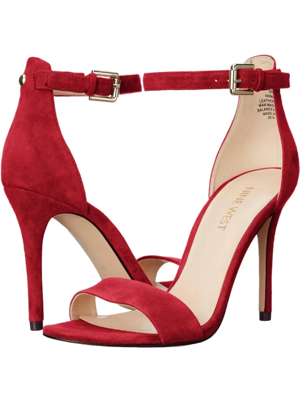 Nine West Mana Red Suede Ankle Strap Stiletto Heels 8.5